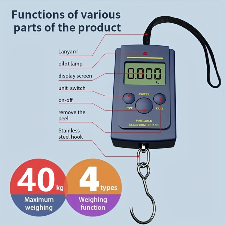Fishing Hook - Mini bilancia sospesa portatile elettronica digitale