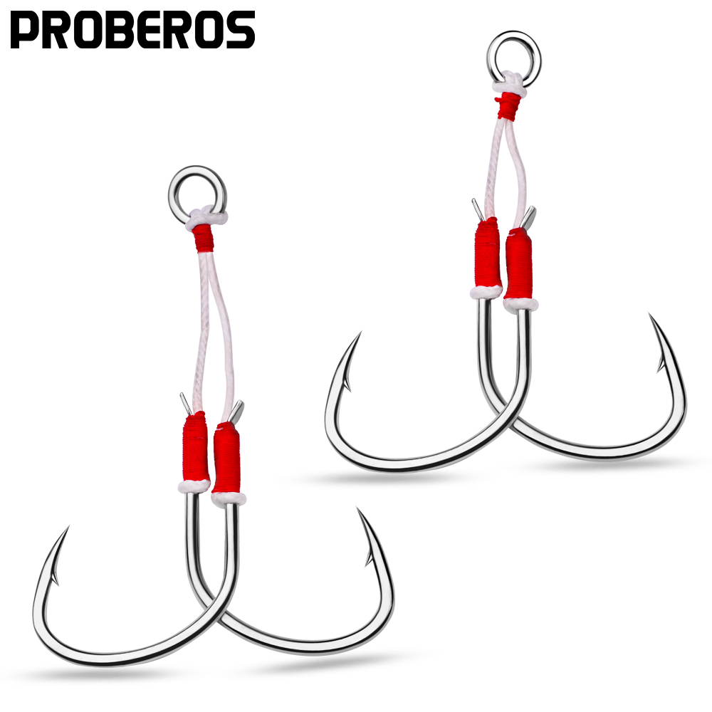 Fishing Hook Barbless - PROBEROS 2 pezzi Jigging Doppi ami