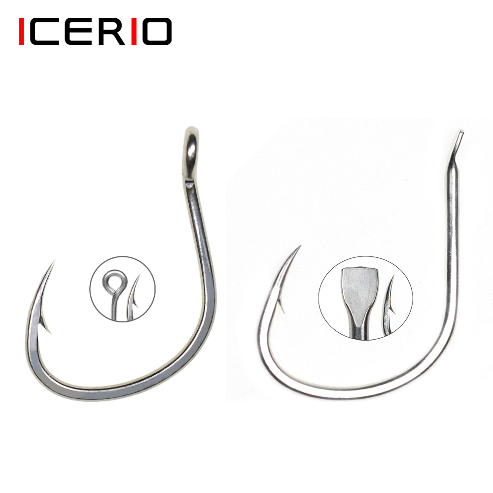 Fishing Hook Offset - ICERIO 10PCS Rivestimento in stagno opaco