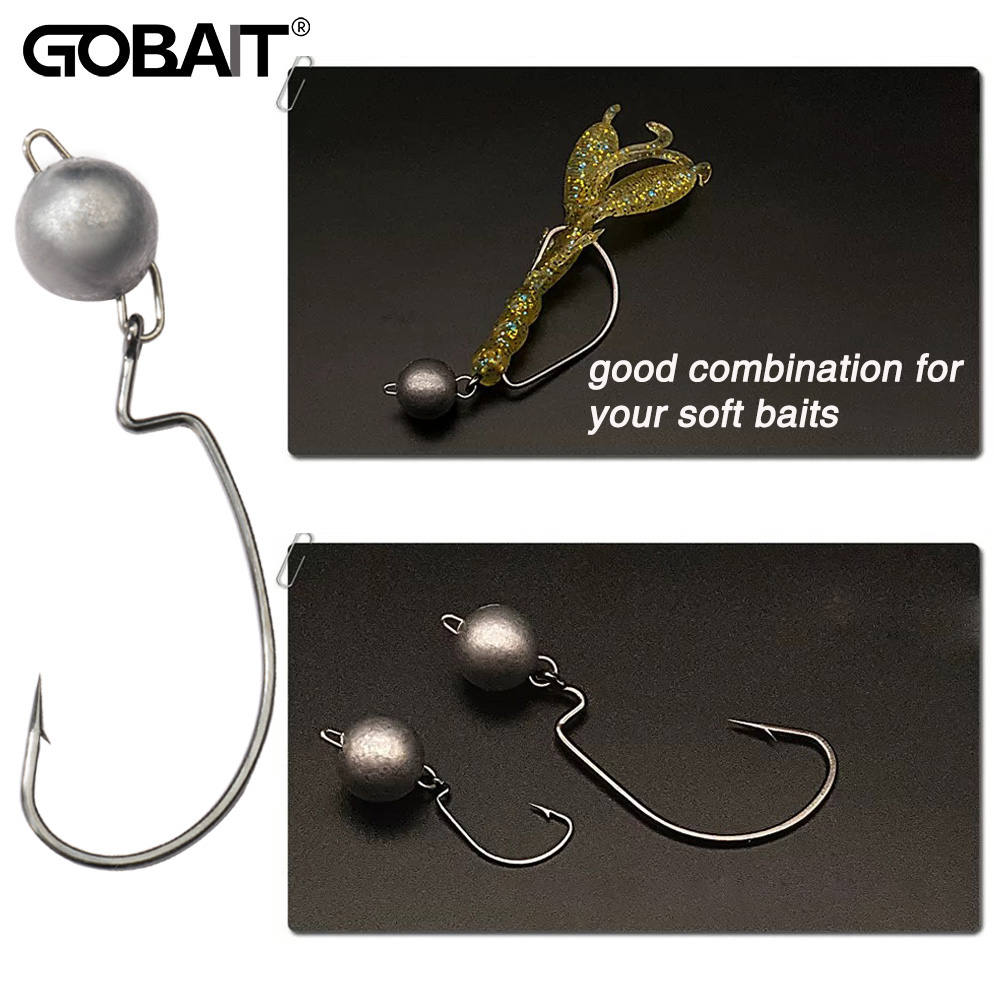 Fishing Hook Weedless - 5 pz Metallo Jig Testa Verme
