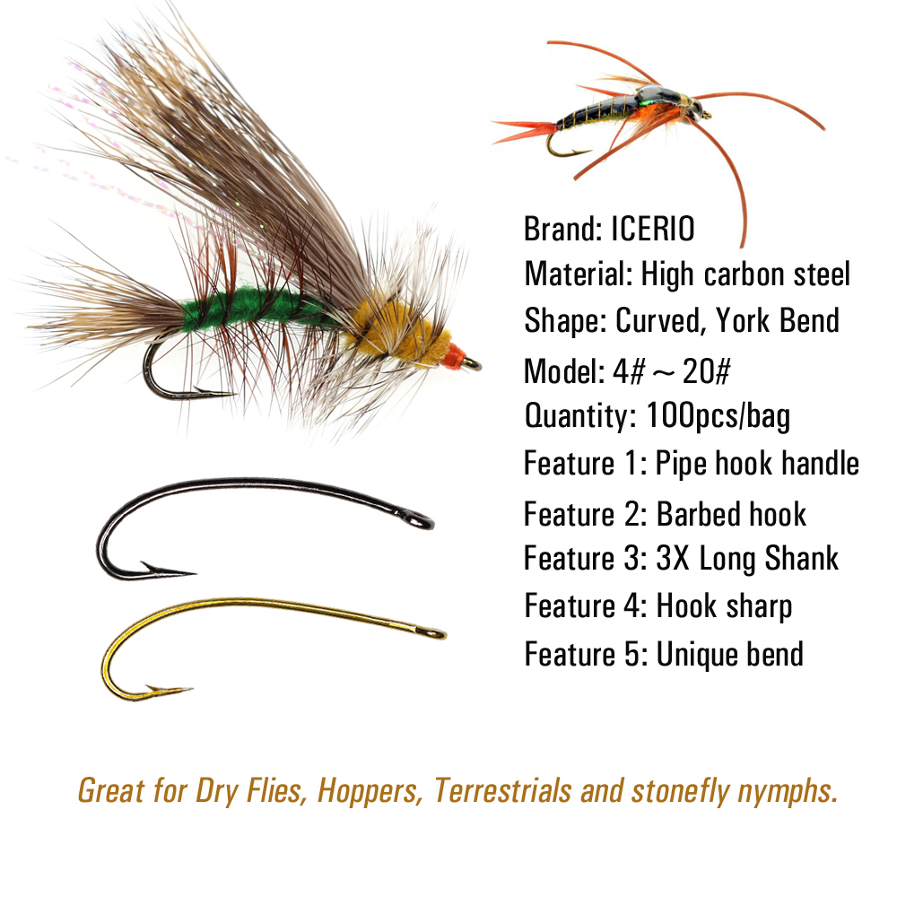 ICERIO 100PCS 3X Gambo Lungo C - Fishing Hook Size recensione e prezzo