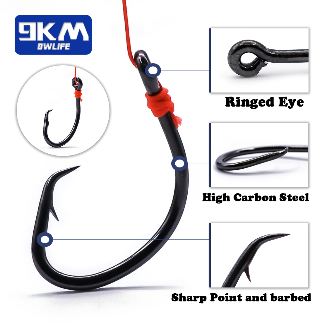 9KM Cerchio Ganci 25 ~ 50 Pz A - Fishing Hook Circle recensione e prezzo