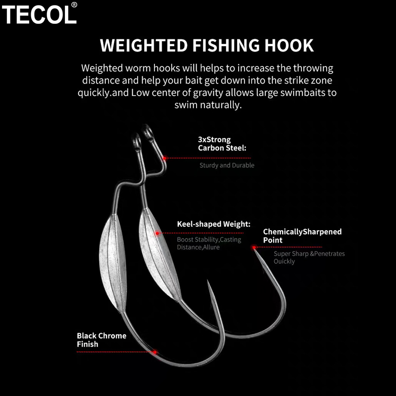 TECOL 3PCS 6/0 8/0 10/0 Ami da - Fishing Hook Offset recensione e prezzo